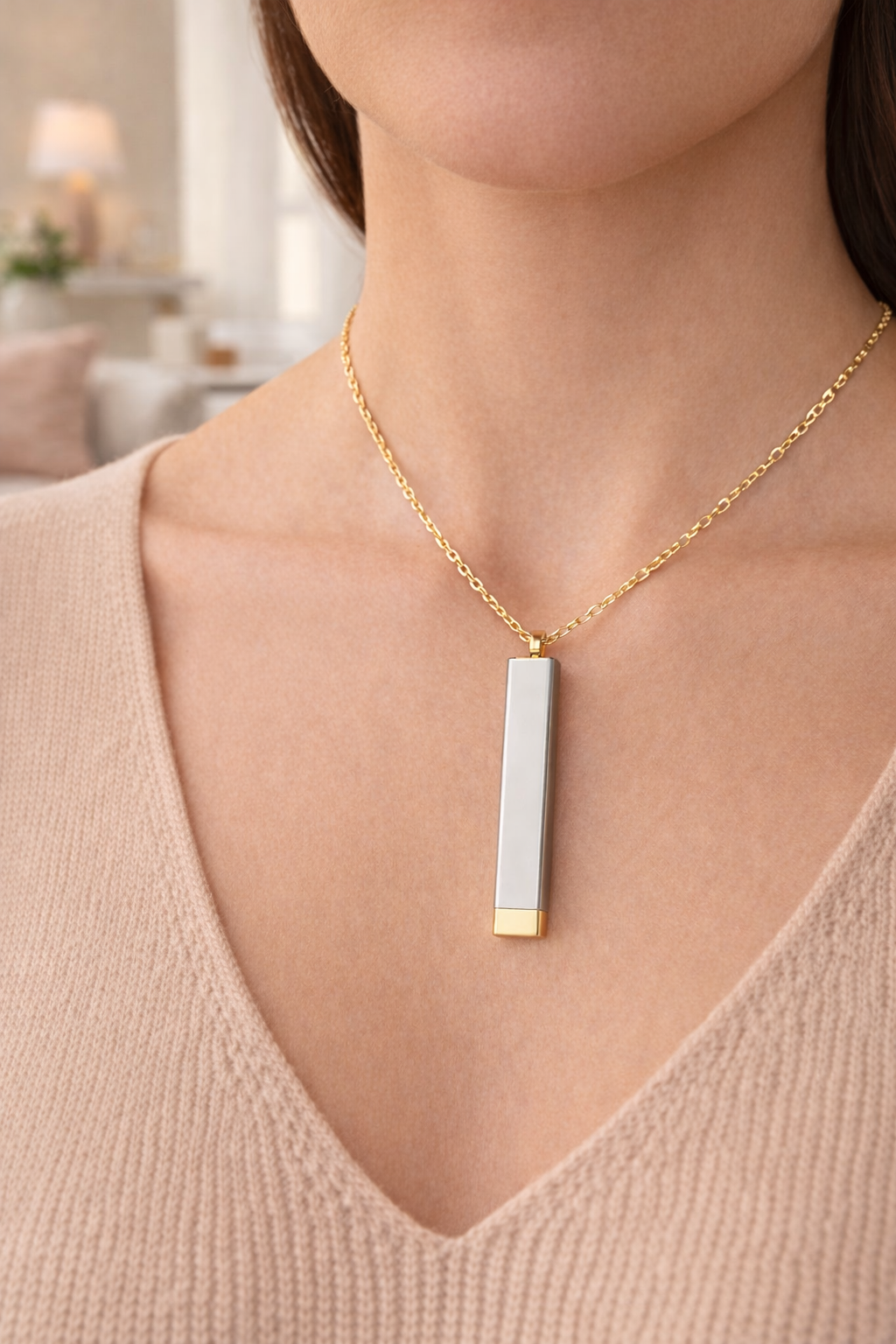 Hidden Message Sliding Bar Necklace | 18K Gold or Stainless Steel