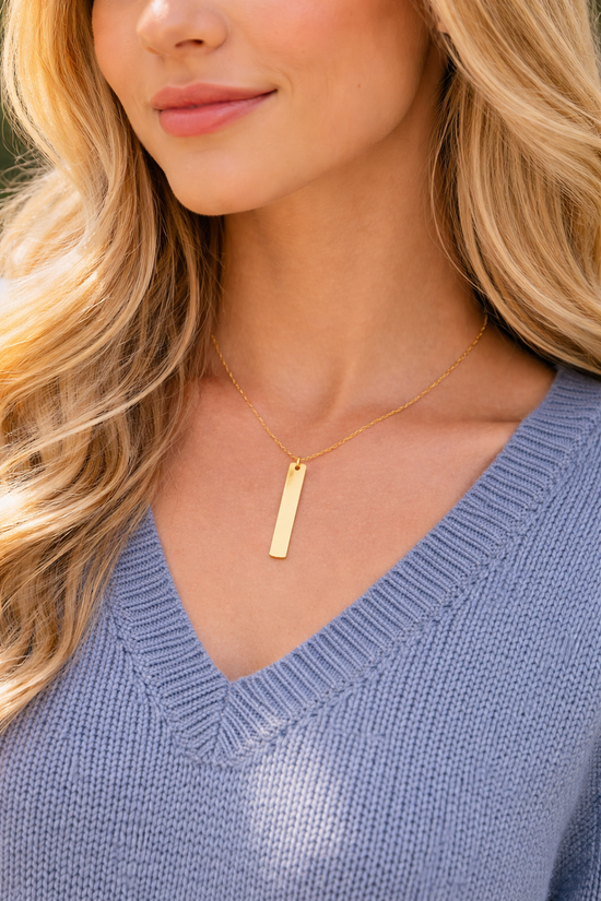 Engraved Vertical Bar Necklace