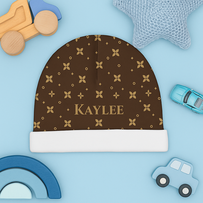 Gorro de bebé | Personalizado | Estampado de sablette marrón visón
