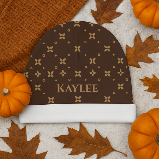 Gorro de bebé | Personalizado | Estampado de sablette marrón visón