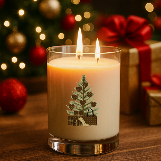 Personalizable Chic Nouveau Noël Candle | Double Wick Glass | 3 Scents