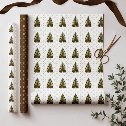 Elegant Christmas Tree Wrapping Paper | Satin Finish | 3 Sizes Available