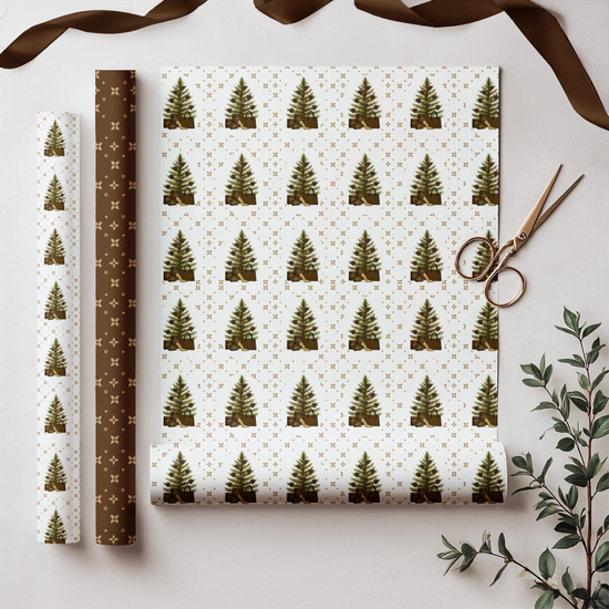 Elegant Christmas Tree Wrapping Paper | Satin Finish | 3 Sizes Available