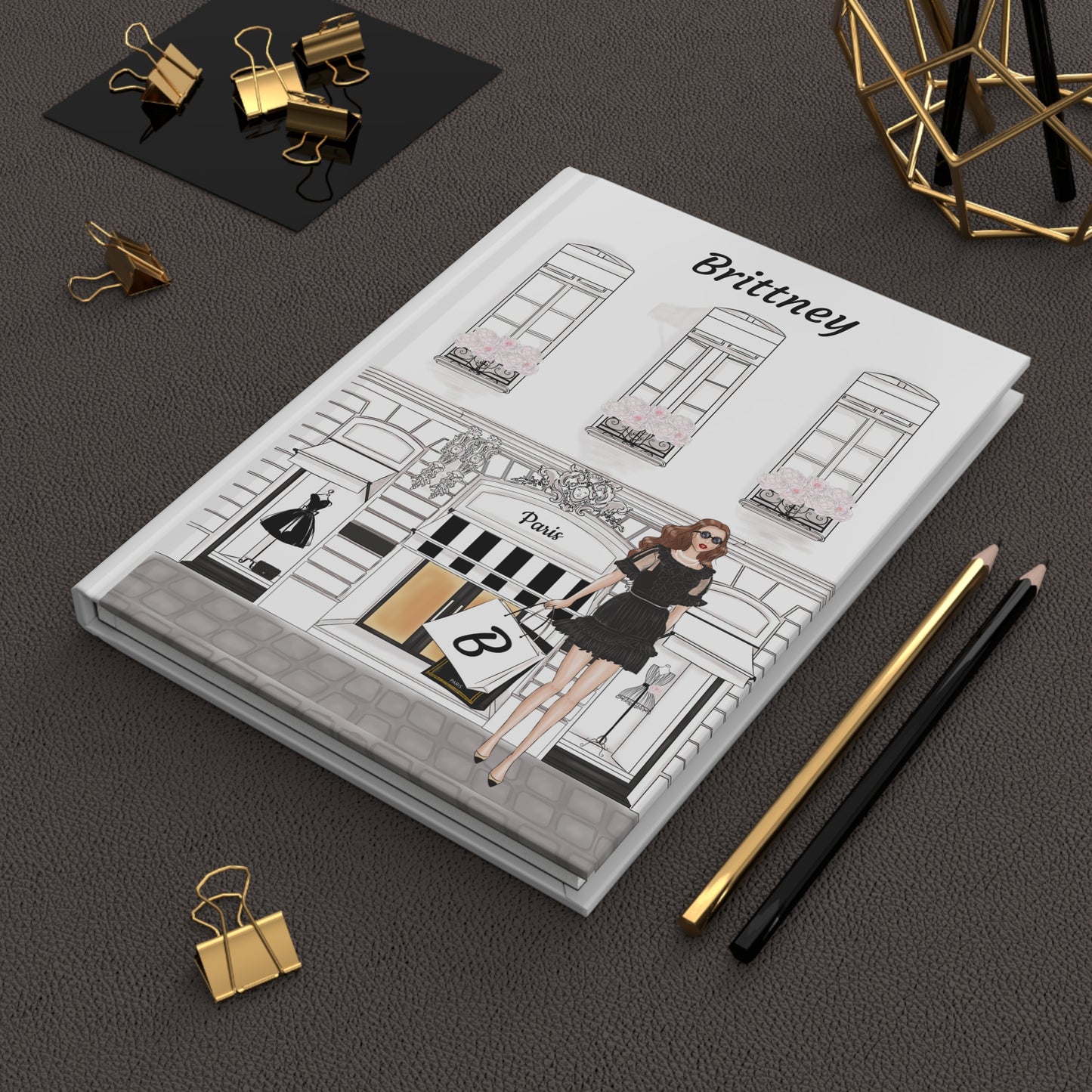 Haute in Paris Hardcover Journal | Personalized Cover & Shopping Bag | 150 Lined Pages