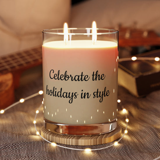 Holiday Gold Heels and Handbag Two-Wick Glass Candle | Personalizable