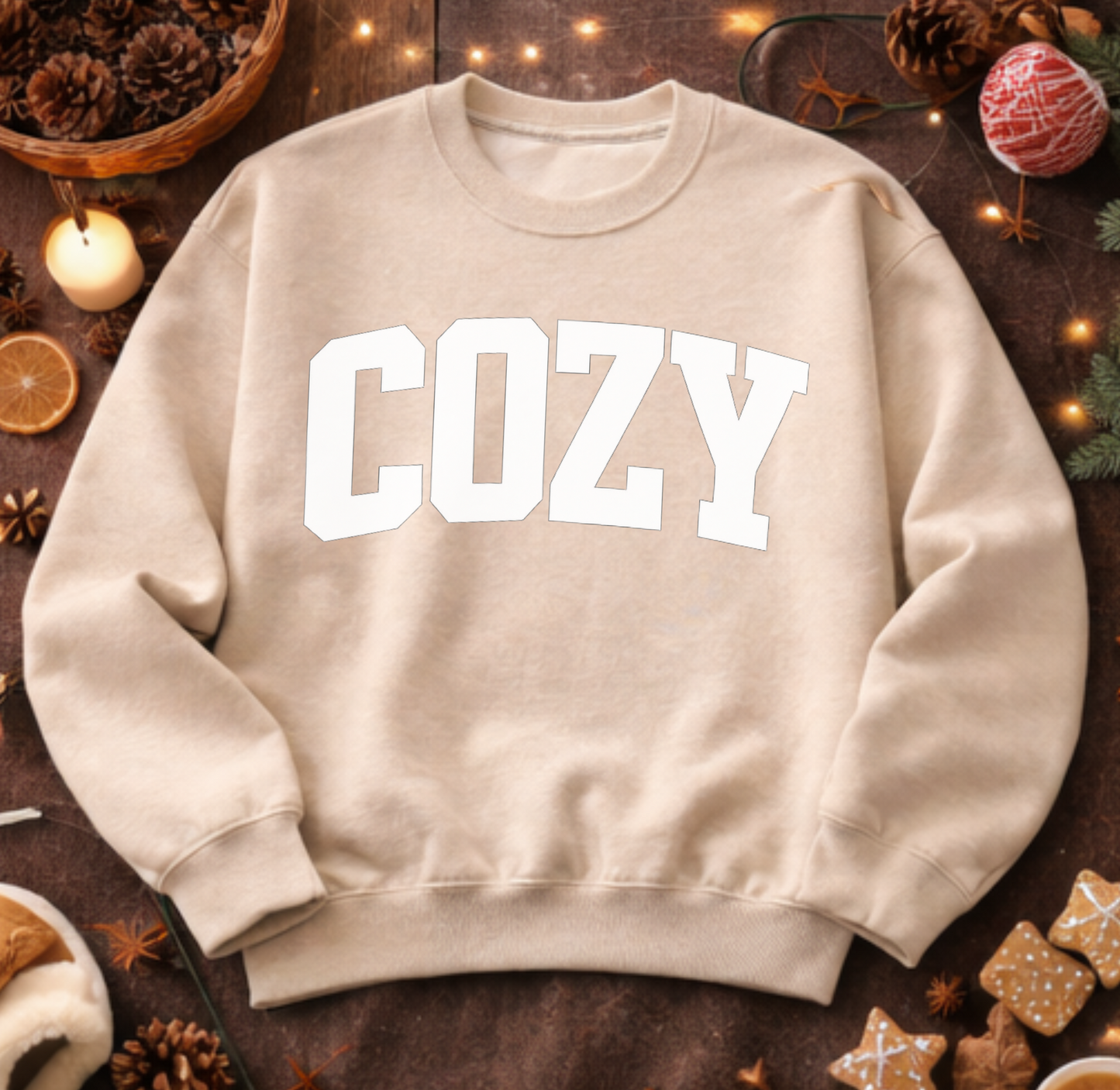 COZY Collegiate Sweatshirt | Personalized Sleeve Option