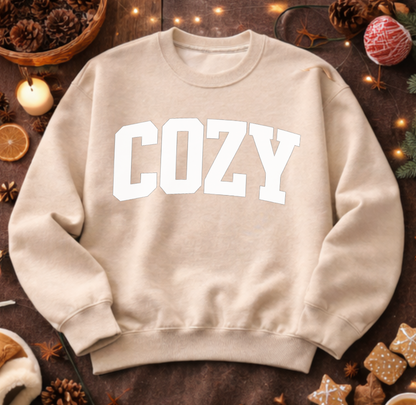 COZY Collegiate Sweatshirt | Personalized Sleeve Option
