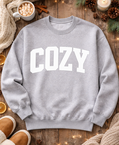 COZY Collegiate Sweatshirt | Personalized Sleeve Option