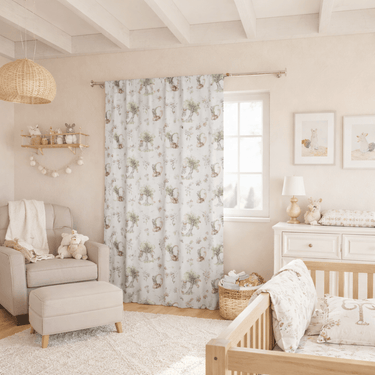 Petits Animaux | Bunny & Mouse Blackout Single Panel Curtain | Personalized Initial Monogram - Tresor Valeur