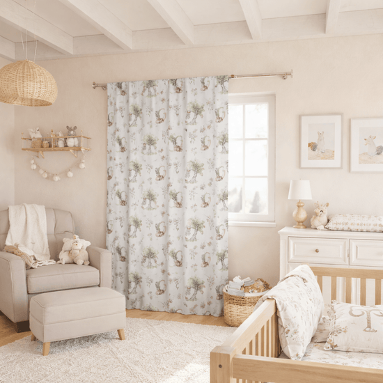 Petits Animaux | Bunny & Mouse Blackout Single Panel Curtain | Personalized Initial Monogram - Tresor Valeur