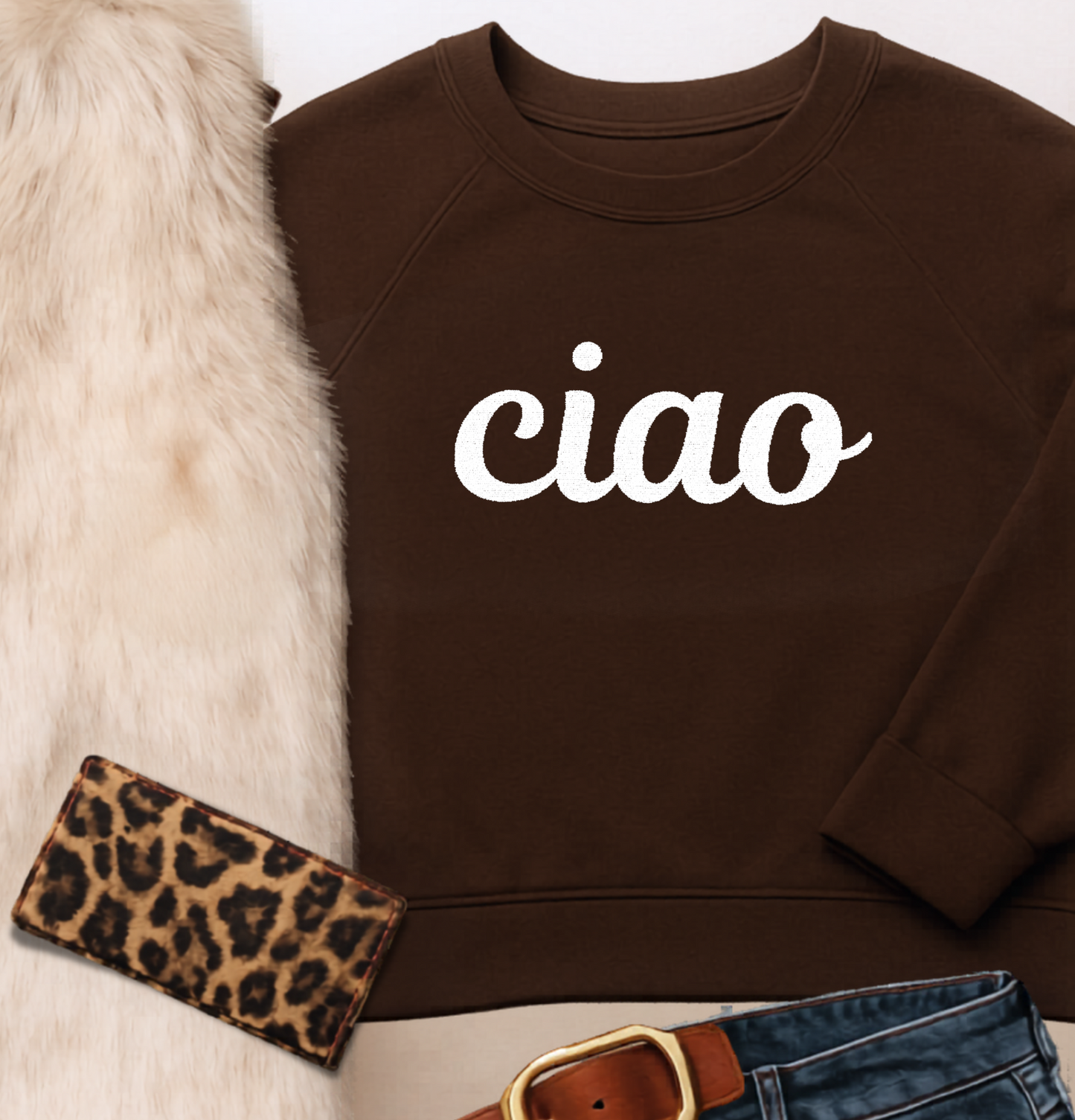 Ciao Embroidered Sweatshirt | Personalized Italian Script Crewneck