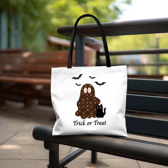 Halloween Ghost & Black Cat Tote Bag | Sablette Pattern | 3 Sizes & Colors | Personalized