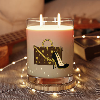 Holiday Gold Shoes & Purse Two-Wick Glass Candle – Personalizable