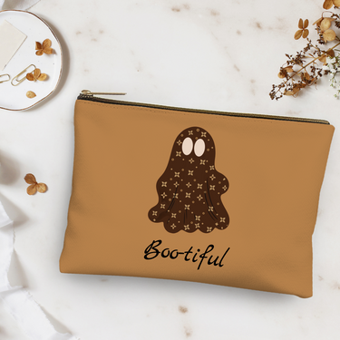 Halloween Schminktasche | „Boo-tiful“ Schicker Print Geist | Personalisierbar