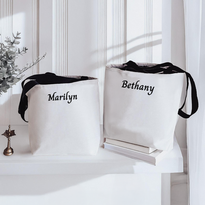 Haute in Paris Tote Bag | Personalized Avatar & Name | 3 Sizes | Black Handles