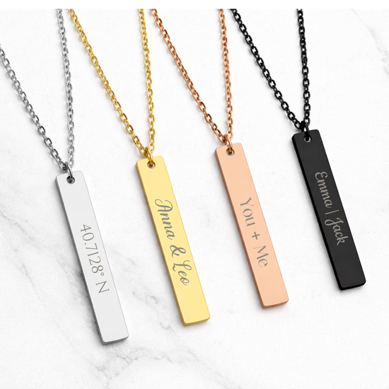 Engraved Vertical Bar Necklace
