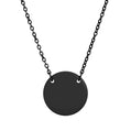 Black pendant necklace on a white background