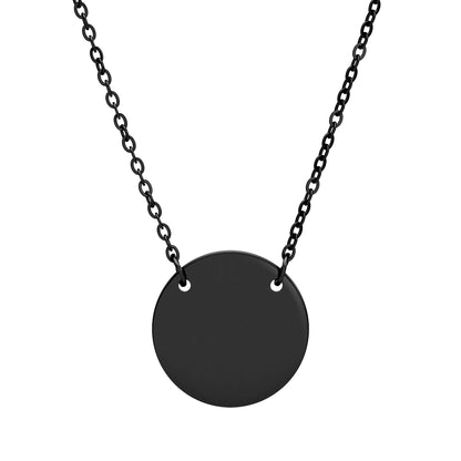 Black pendant necklace on a white background