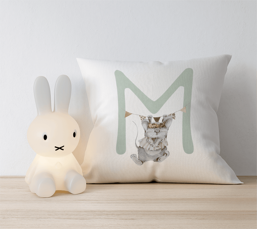 Petits Animaux | Watercolor Animals Monogram Pillow Case 4 Sizes - Tresor Valeur