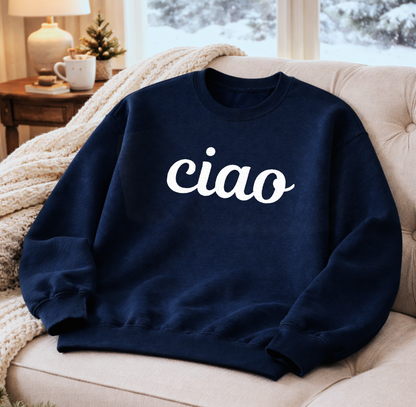 Ciao Embroidered Sweatshirt | Personalized Italian Script Crewneck