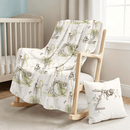 Petits Animaux | Orchard Bears Baby Blanket | Personalized Monogram Blanket - Tresor Valeur