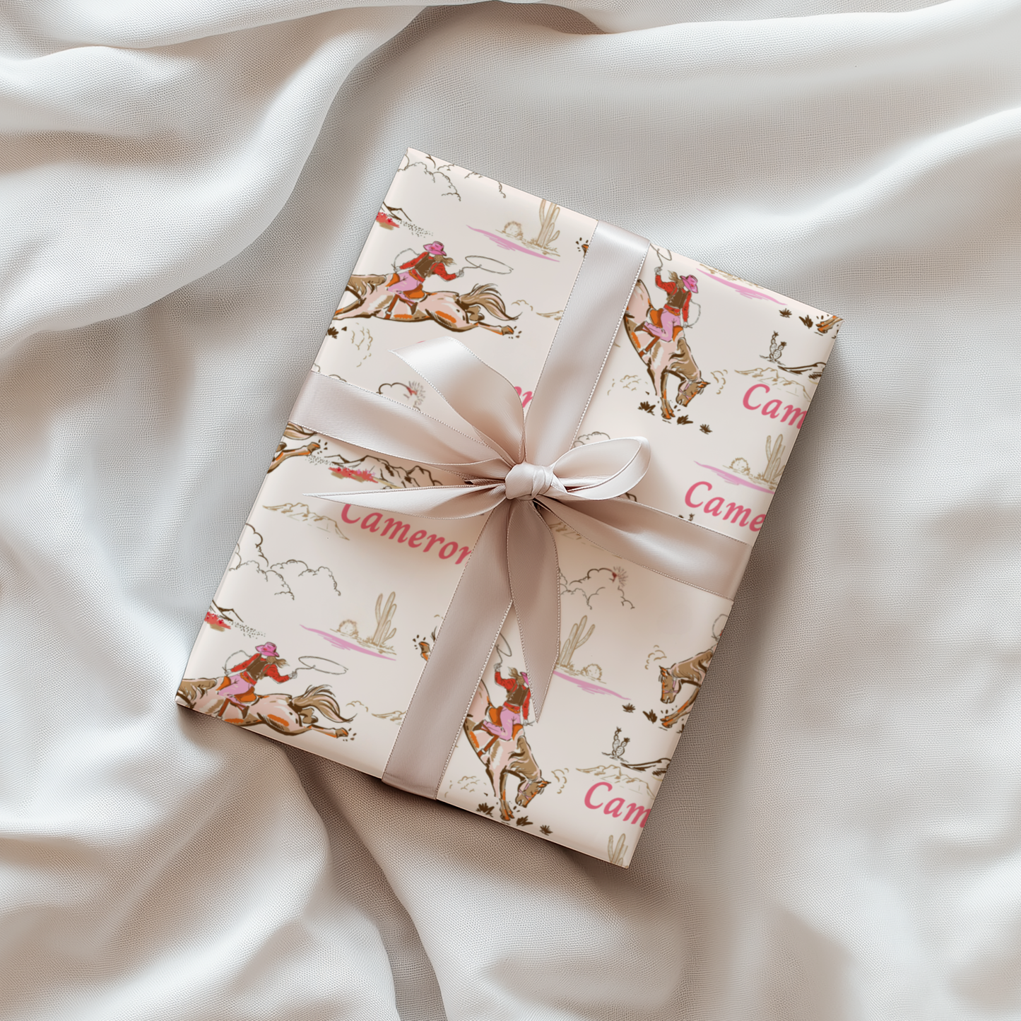 Urban Cowgirl Wrapping Paper | Personalizable Satin Gift Wrap