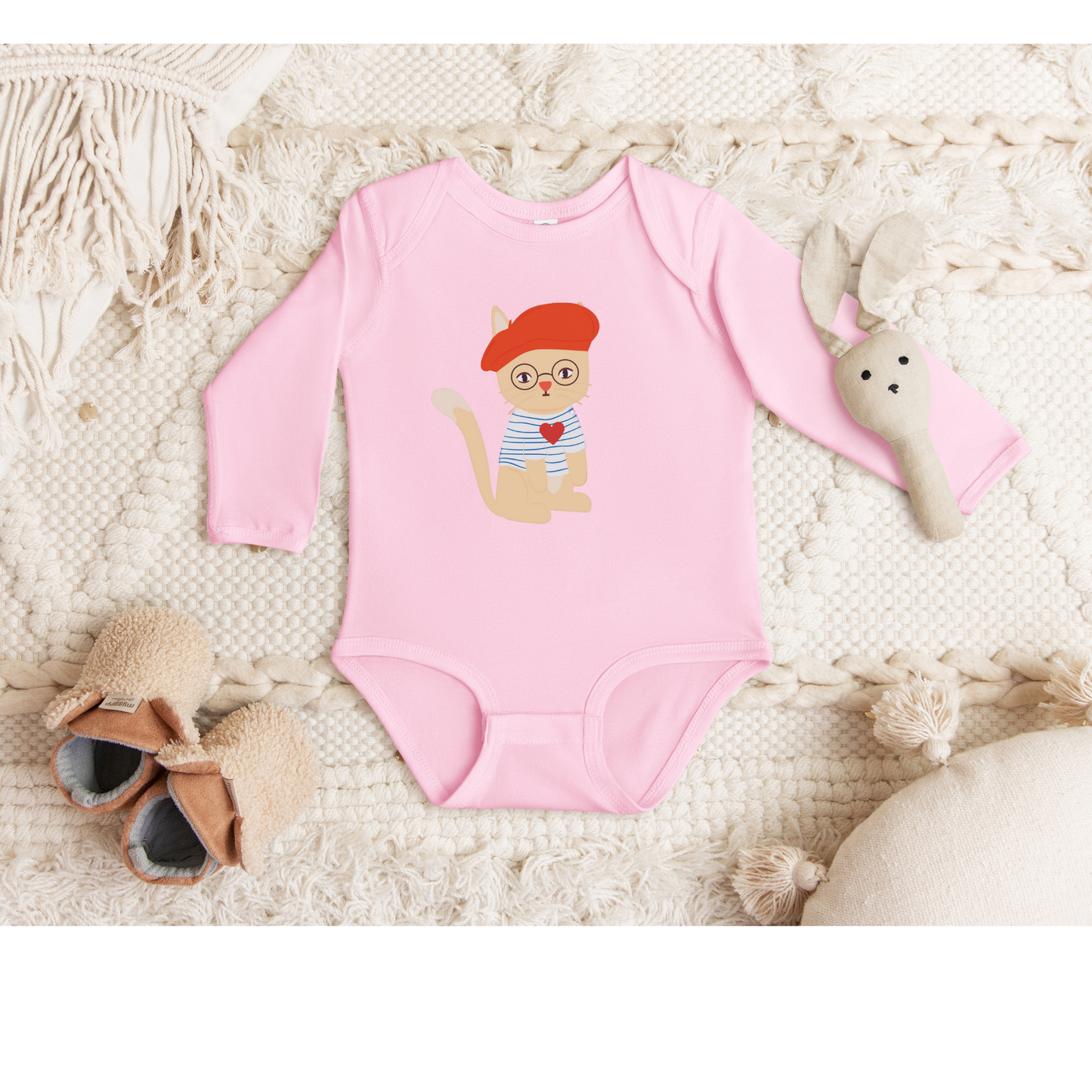 Parisian Cat Baby Bodysuit | Short or Long Sleeve | Personalized