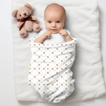Baby-Wickeldecke | Doppelseitiger Druck | Karamell-Sablette-Druck