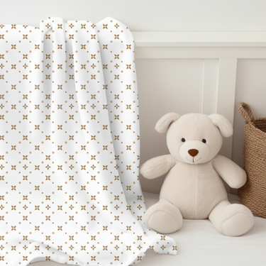 Baby-Wickeldecke | Doppelseitiger Druck | Karamell-Sablette-Druck
