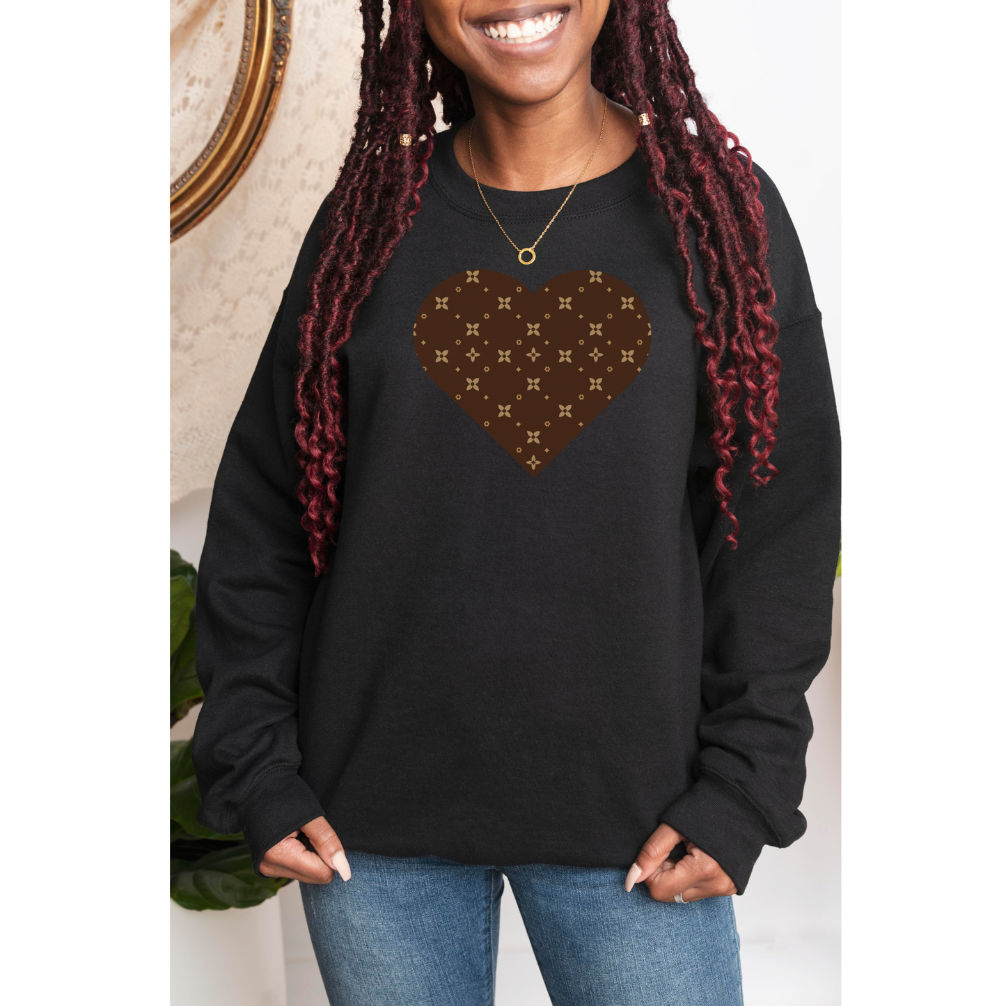 Sweatshirt mit Herz-Print | Gemütlicher Rundhalsausschnitt in Sand, Pink, Schwarz, Weiß, Grau, Rot