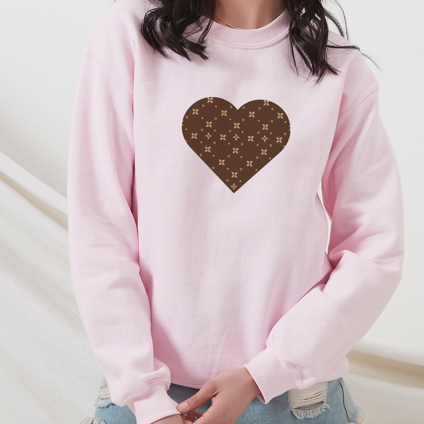Sweatshirt mit Herz-Print | Gemütlicher Rundhalsausschnitt in Sand, Pink, Schwarz, Weiß, Grau, Rot