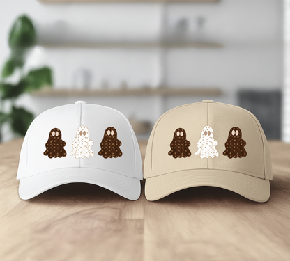 Gorra de béisbol | Blanca o caqui | Sombrero de Halloween con estampado de fantasmas de Sablette