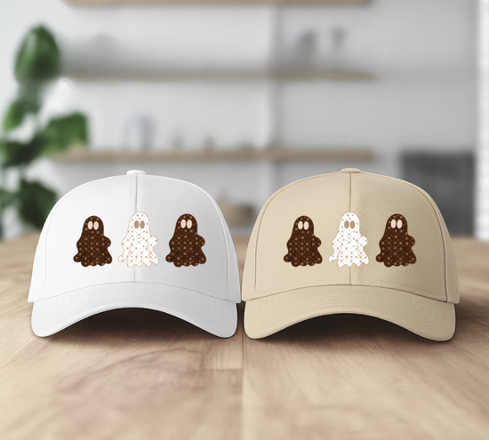 Sablette Ghosts Halloween Baseball Cap | White or Khaki | Tresor Valeur