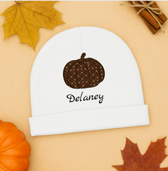 Baby Beanie | Personalizable | Sablette Print Pumpkin Graphic