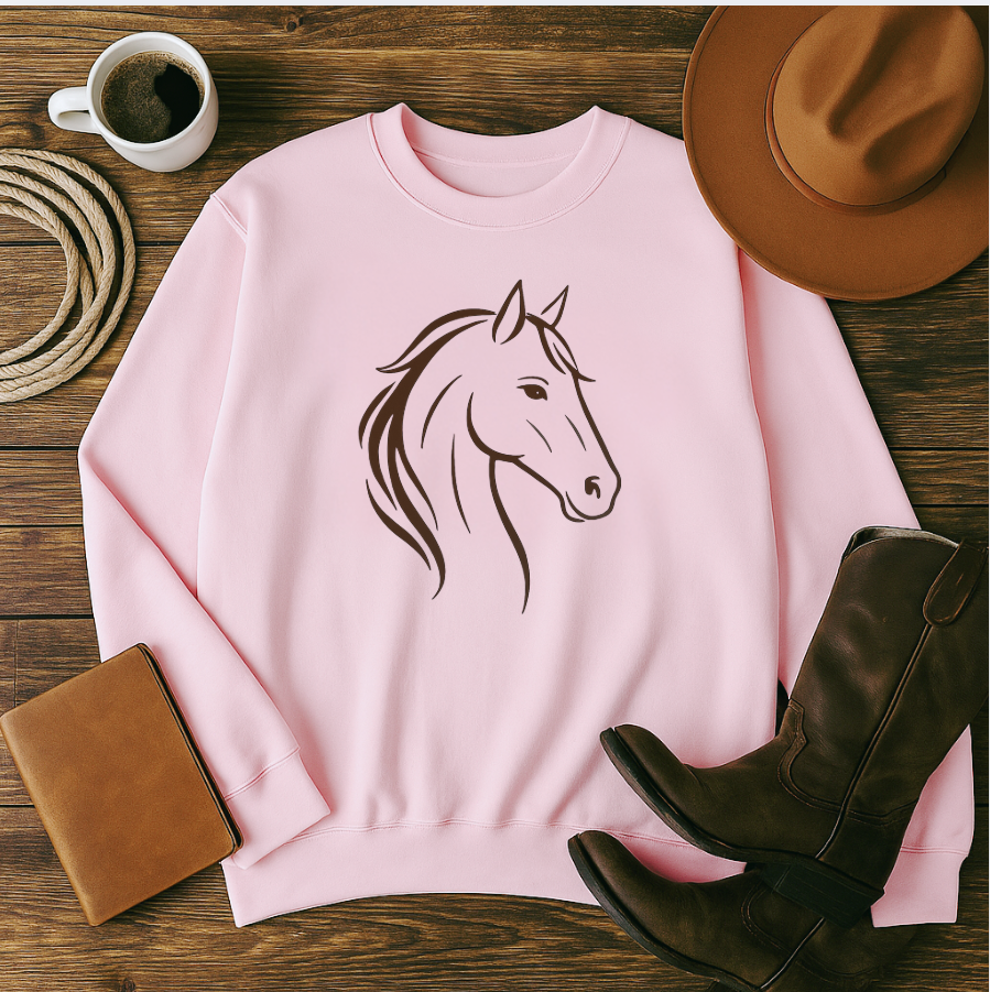 Modern Equestrian Sweatshirt | Personalizable Horse Line Art