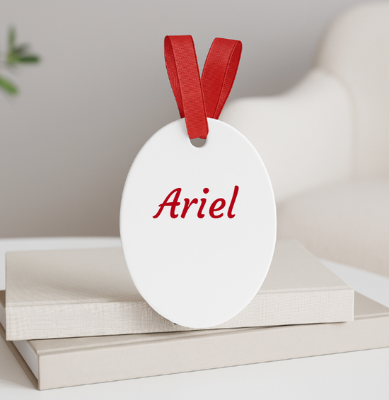 Adorno navideño ovalado de metal | Diseño personalizable para árbol de Navidad