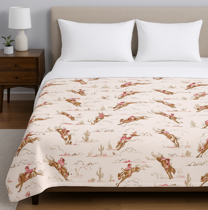 Retro Rodeo Cowgirl Throw Blanket | Velveteen | 3 Sizes