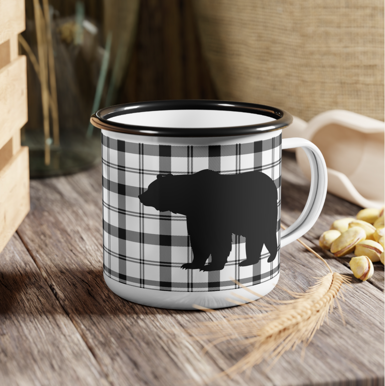 Personalized Enamel Camp Mug | Moose, Bear, or Deer Silhouette