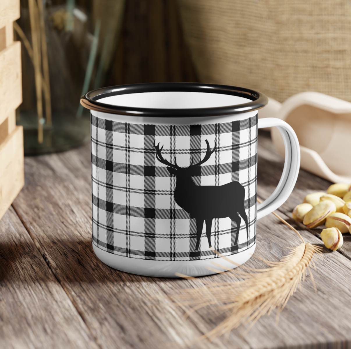 Personalized Enamel Camp Mug | Moose, Bear, or Deer Silhouette