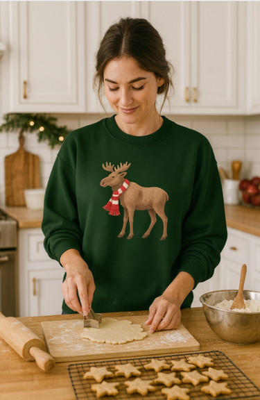 Holiday Moose Sweatshirt | Personalizable Sleeve