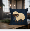 Navy Knit Look Holiday Animal Pillow Cover
