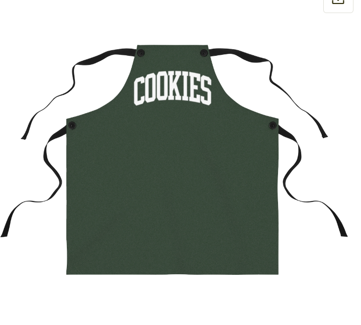 COOKIES Collegiate Print Personalizable Apron | Adjustable Fit | White Typography