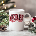 Plaid Merry Christmas Collegiate Mug | Personalizable