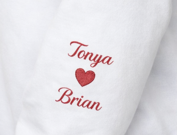 Amour Embroidered Sweatshirt | Personalized Sleeve Option