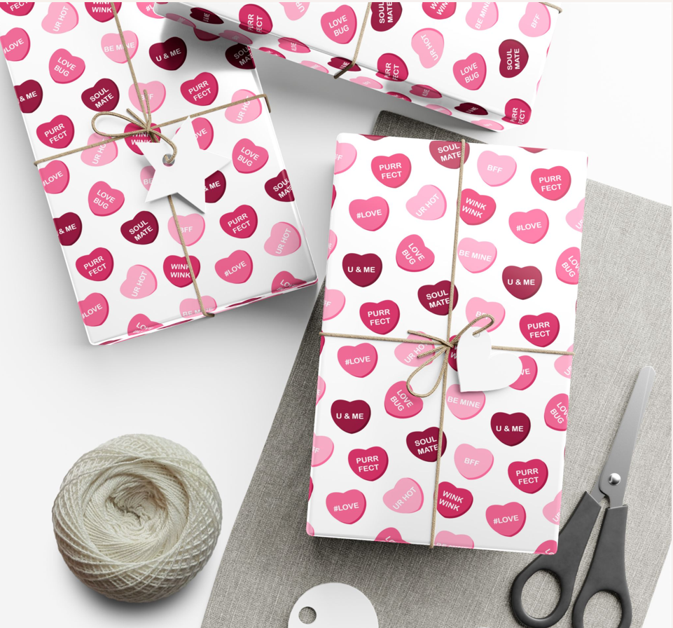 Candy Hearts Valentine Gift Wrap