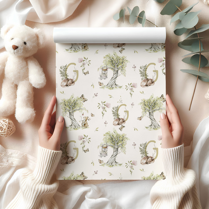 Petits Animaux | Bunny & Mouse Wrapping Paper | Personalized Initial Monogram