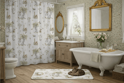 Petits Animaux | Bunny and Mouse Shower Curtain | Personalized Initial Monogram - Tresor Valeur
