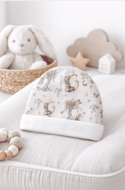 Petits Animaux | Bunny & Mouse Baby Beanie | Personalized Initial Monogram - Tresor Valeur