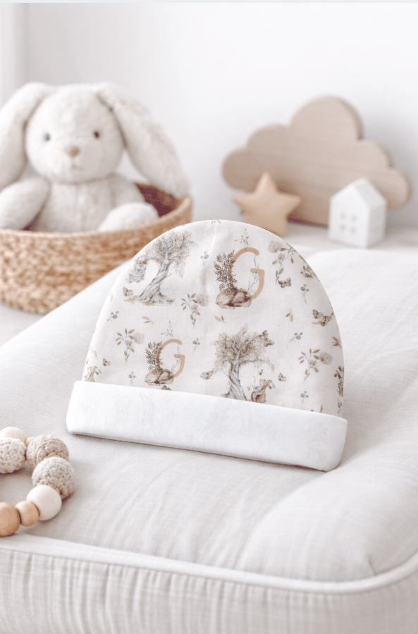 Petits Animaux | Bunny & Mouse Baby Beanie | Personalized Initial Monogram - Tresor Valeur