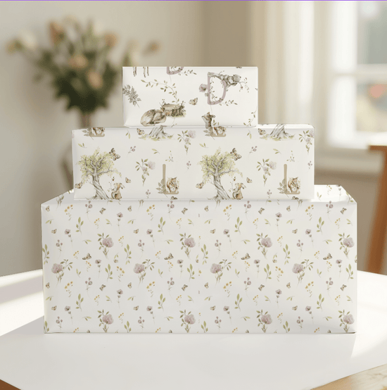 Petits Animaux | Meadow Deer Wrapping Paper | Personalized Monogram Initial - Tresor Valeur